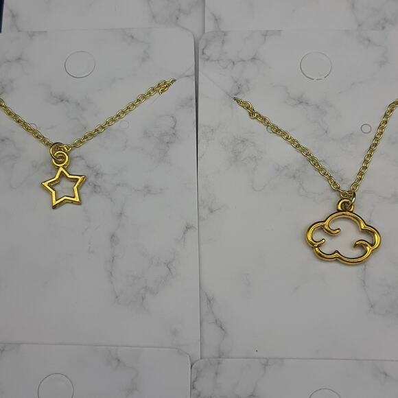 NWT 12 Pack Handmade Gold Plated Universe Sun Moon Star Cloud Necklace Set - Picture 5 of 8